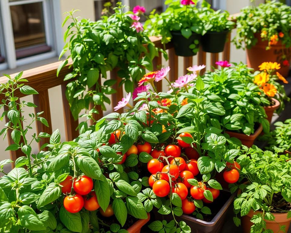 Balkongemüse und Kräuter auf dem Balkon