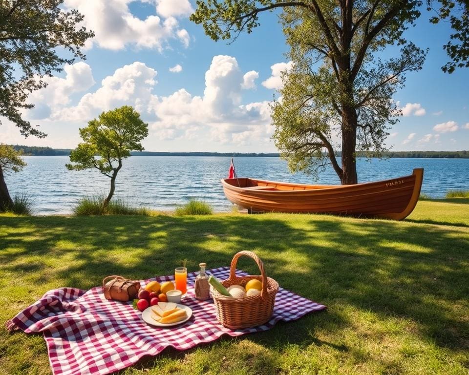 Picknick am See mit Bootsfahrt