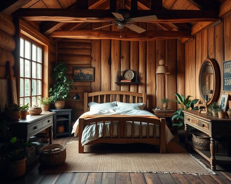 Schlafzimmer mit rustikalen Holzelementen gestalten