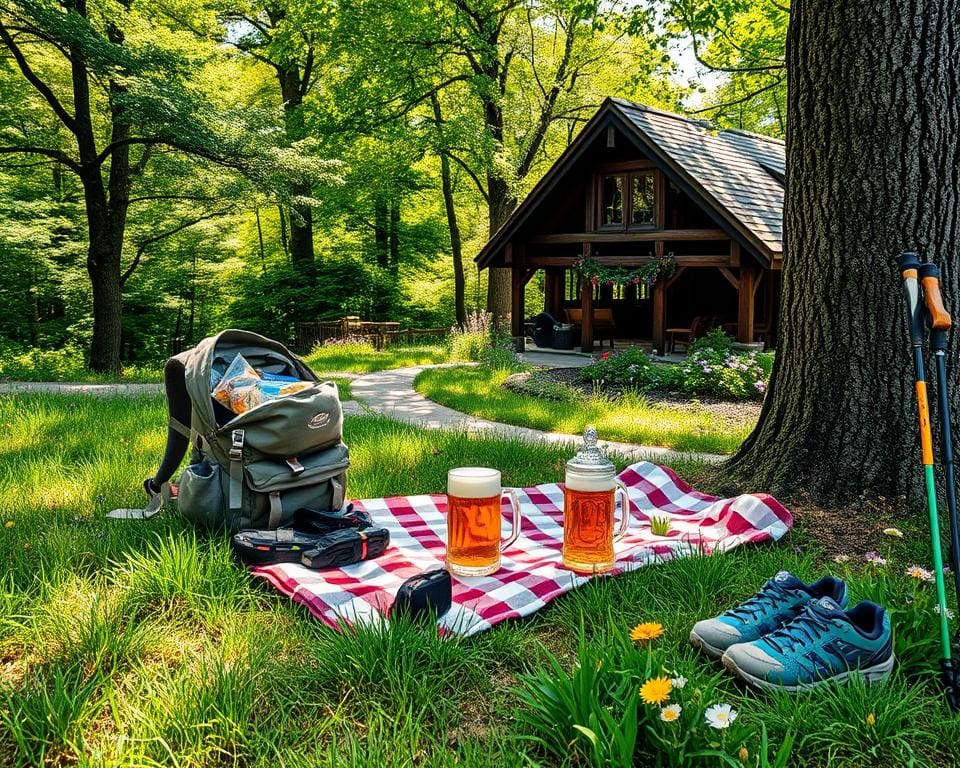 Wanderutensilien für Biergartenwandern