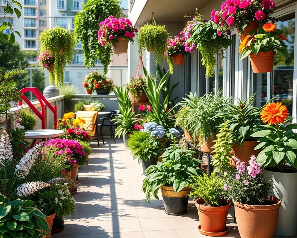 Balkonpflanzen auf einer Terrasse