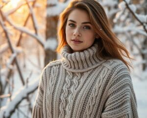 Pullover mit Zopfmuster: Der klassische Winterlook