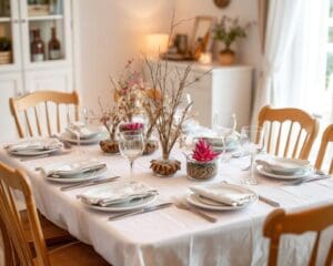 Selbstgemachte Dekoration für den Esstisch