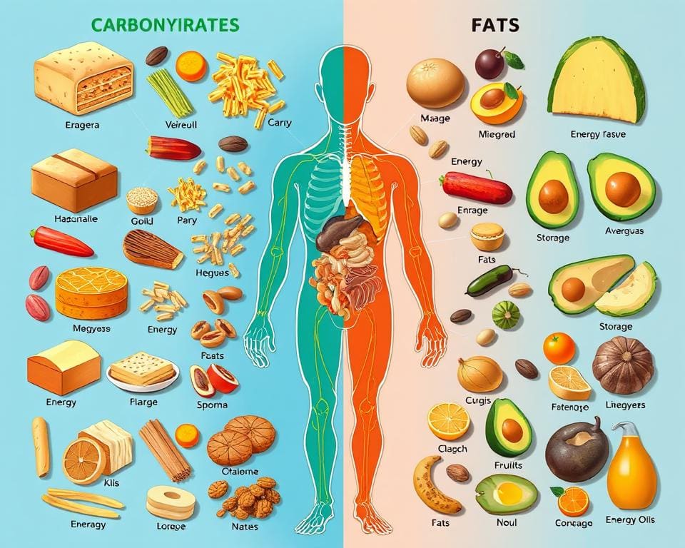 Was unterscheidet Kohlenhydrate von Fetten im Körper?