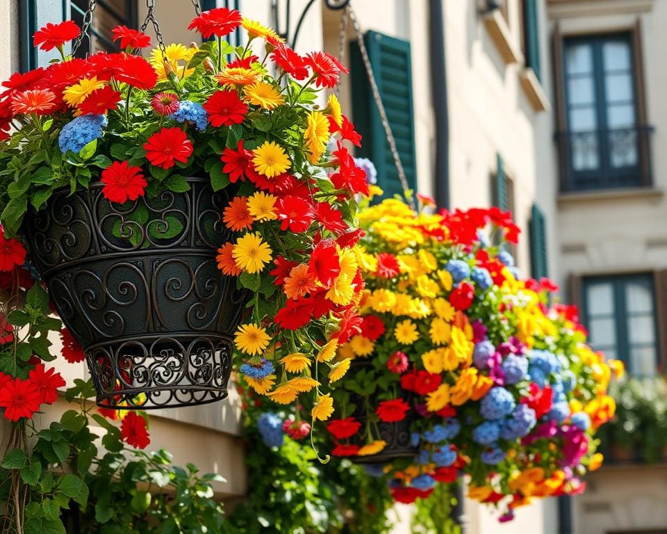 Blumenampeln gestalten: Farbenfrohe Akzente für jeden Balkon