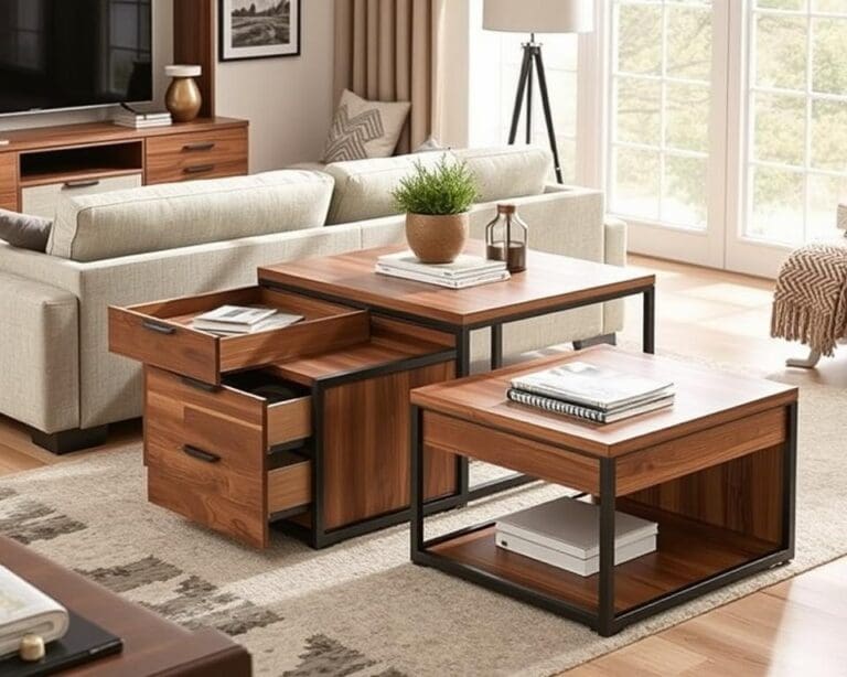 Multifunktionale Beistelltische mit zusätzlichen Fächern