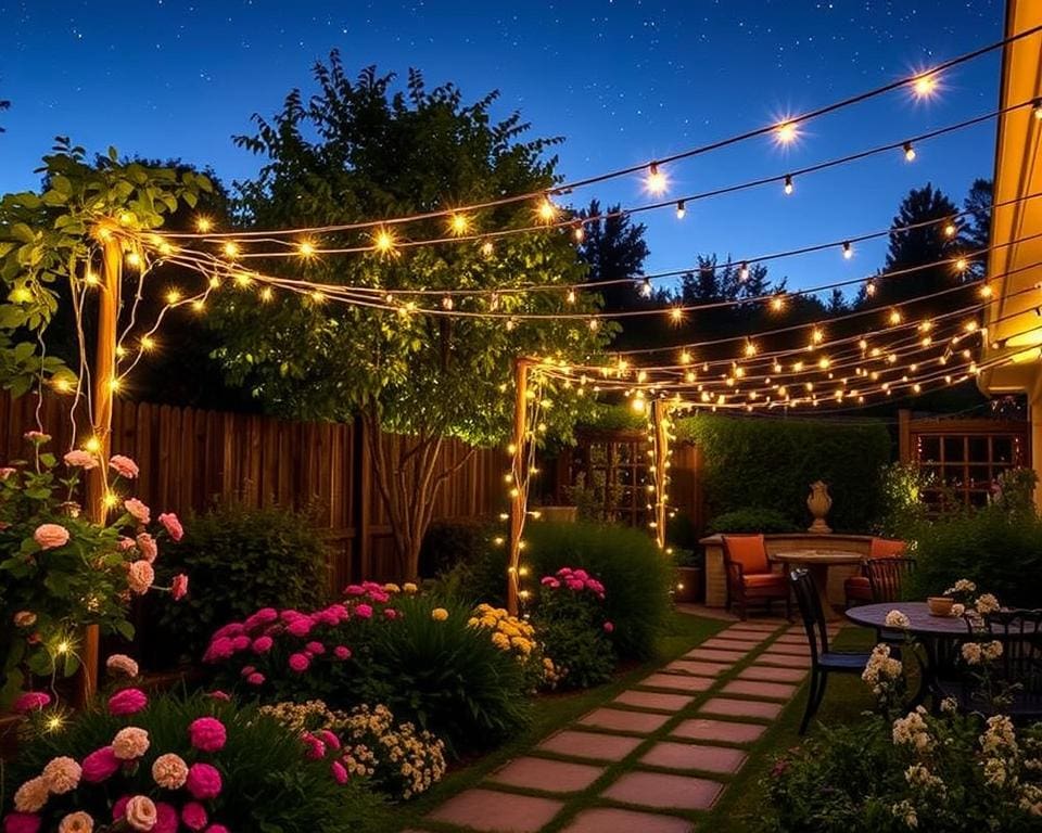 Outdoor-Lichterketten für romantische Gartenmomente