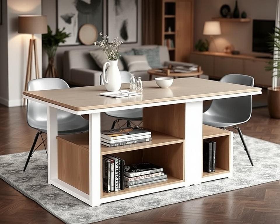 clever Raumgestaltung Tisch mit Stauraum