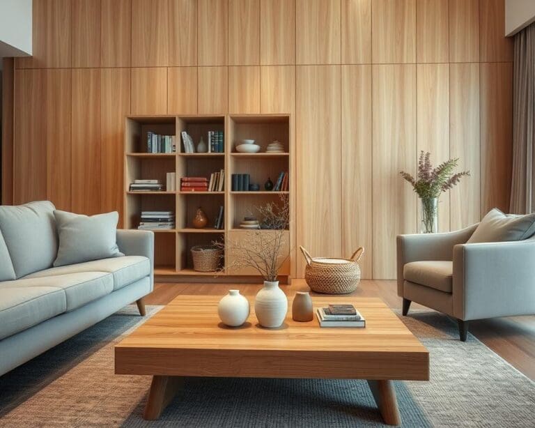 Was passt zu hellen Holztönen im Japandi-Stil?