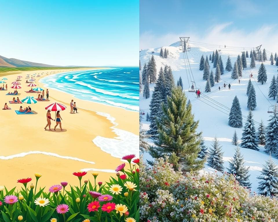 Reisen im Sommer oder Winter vergleichen