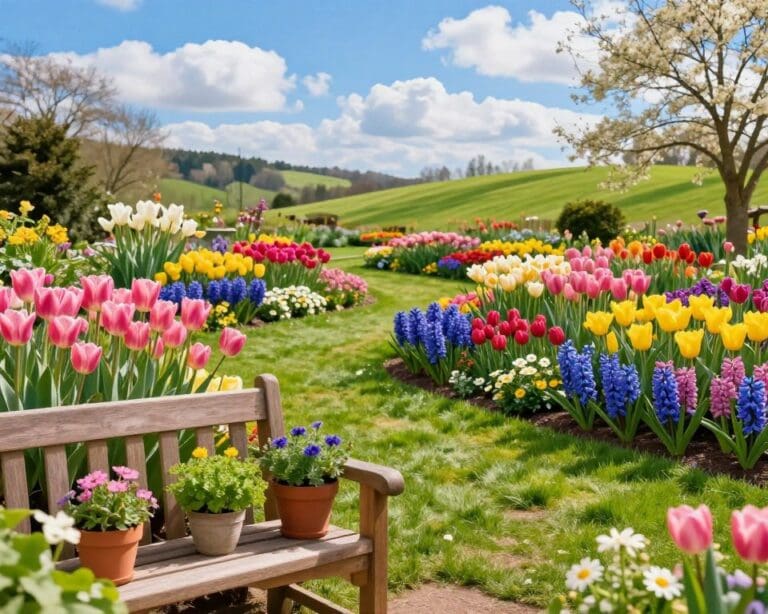 Was sind Ideen für einen farbenfrohen Frühlingsgarten?