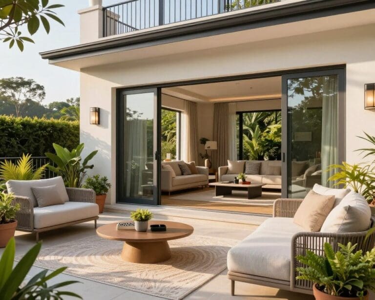 Terrasse und Wohnraum